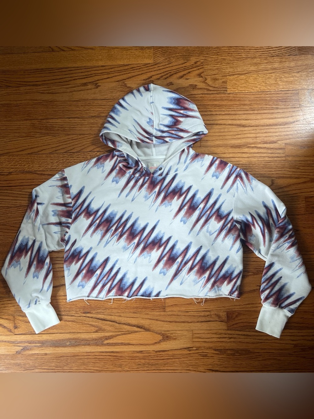 Free People FP Movement Tie Dye Hoodie Red White Blue Sweatshirt M July 4th 250